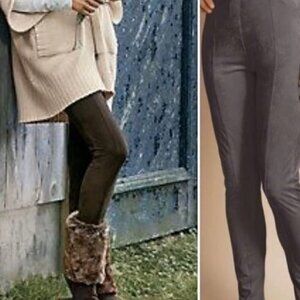 Soft Surroundings Women Size S Gray Micro Suede Moleskin Pull On Leggings Casual